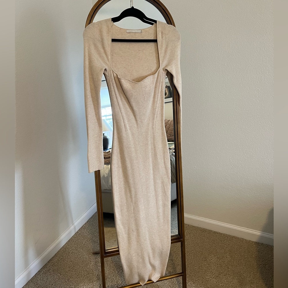 One Grey Day | Cream Long Sleeve Dress